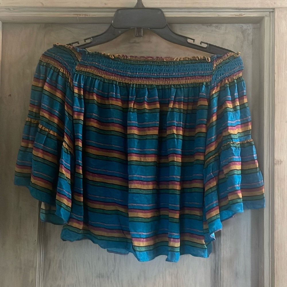 Nicole Miller Artelier - off the shoulder flowy silk top - size S - Picture 4 of 8